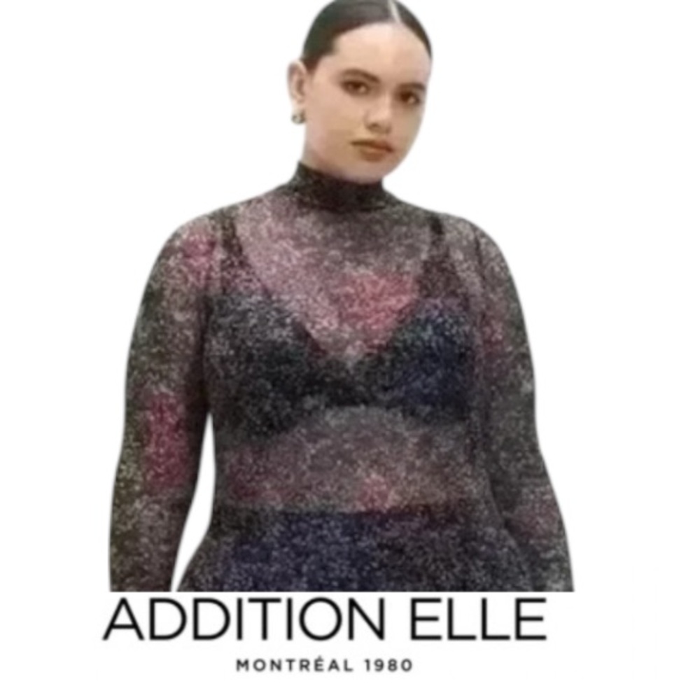 4X Addition Elle Sheer Top with Delicate Floral Print, New With Tags